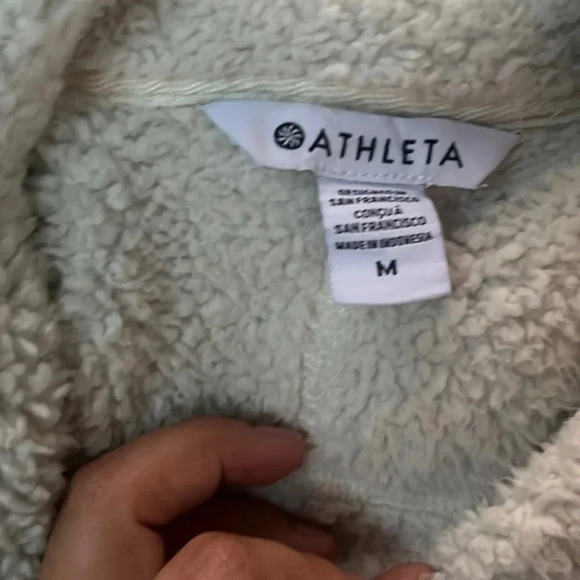ATHLETA Jacket Womens Medium Ivory Tugga Sherpa Pockets Athleisure - Picture 4 of 5